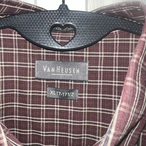 Van Heusen Checkered Shirt in Maroon and White
